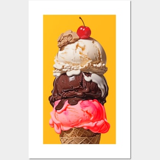 Ice Cream Come 3 Scoops Posters and Art